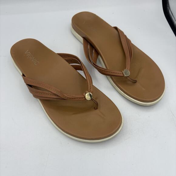Vionic Sandals Womens Size 9 M Palm Catalina Thong Flip Flop Tan Brown - Picture 1 of 10
